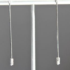Sterling Silver Sparkling Box Snake Chain Earrings
